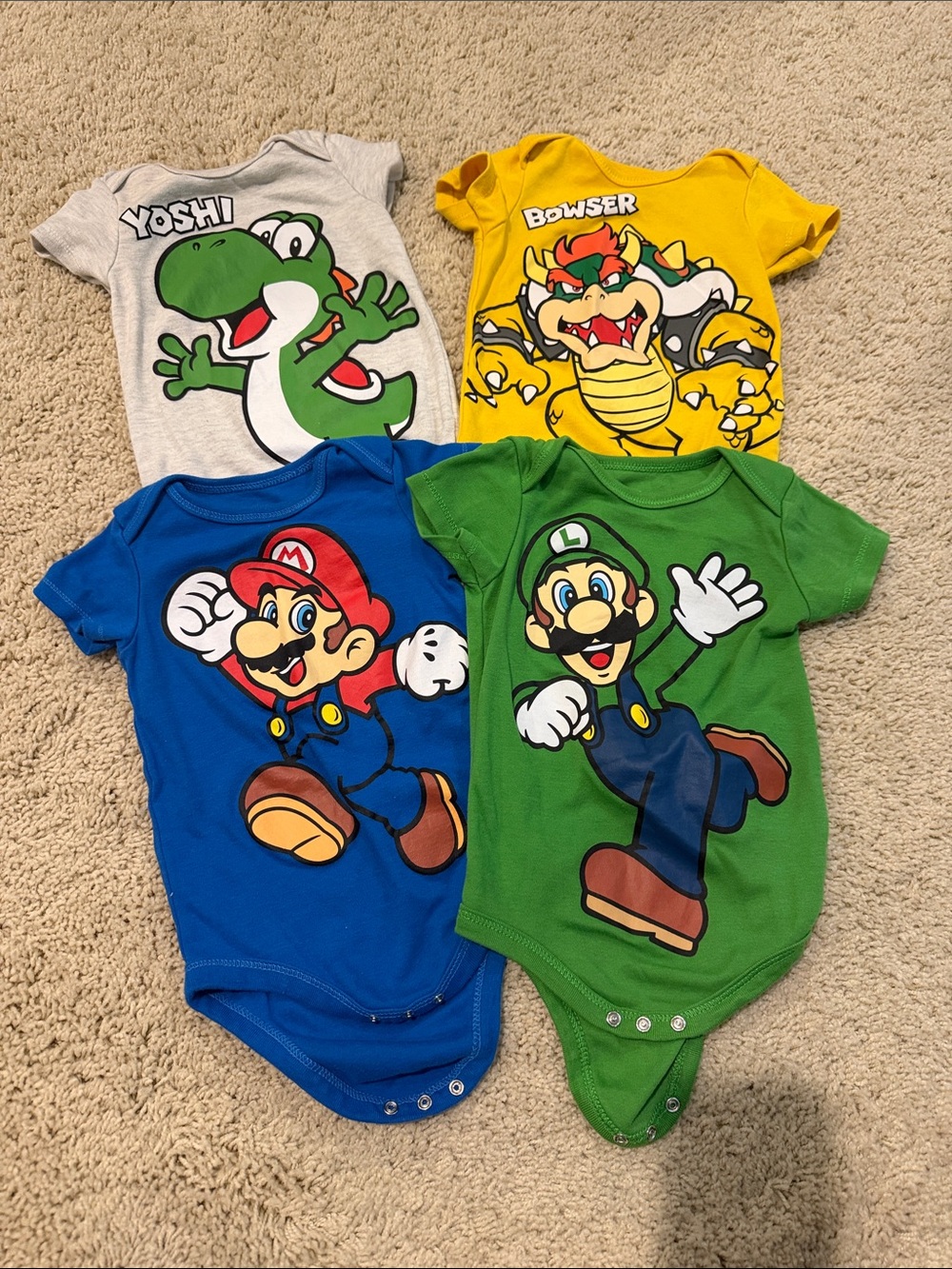 Nintendo Baby Bodysuit Set - Blue, Green, Yellow, Gray